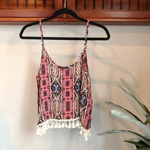 Forever 21 Women's Red Tribal Print Crop Tank M